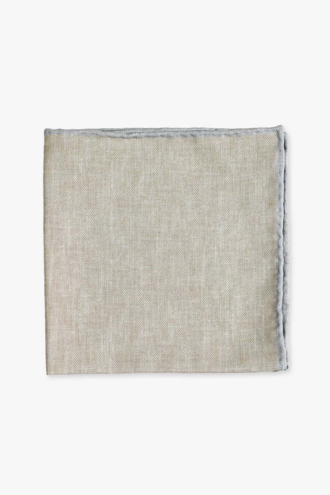 Beige Blue Brown Silk Cotton Pocket Square