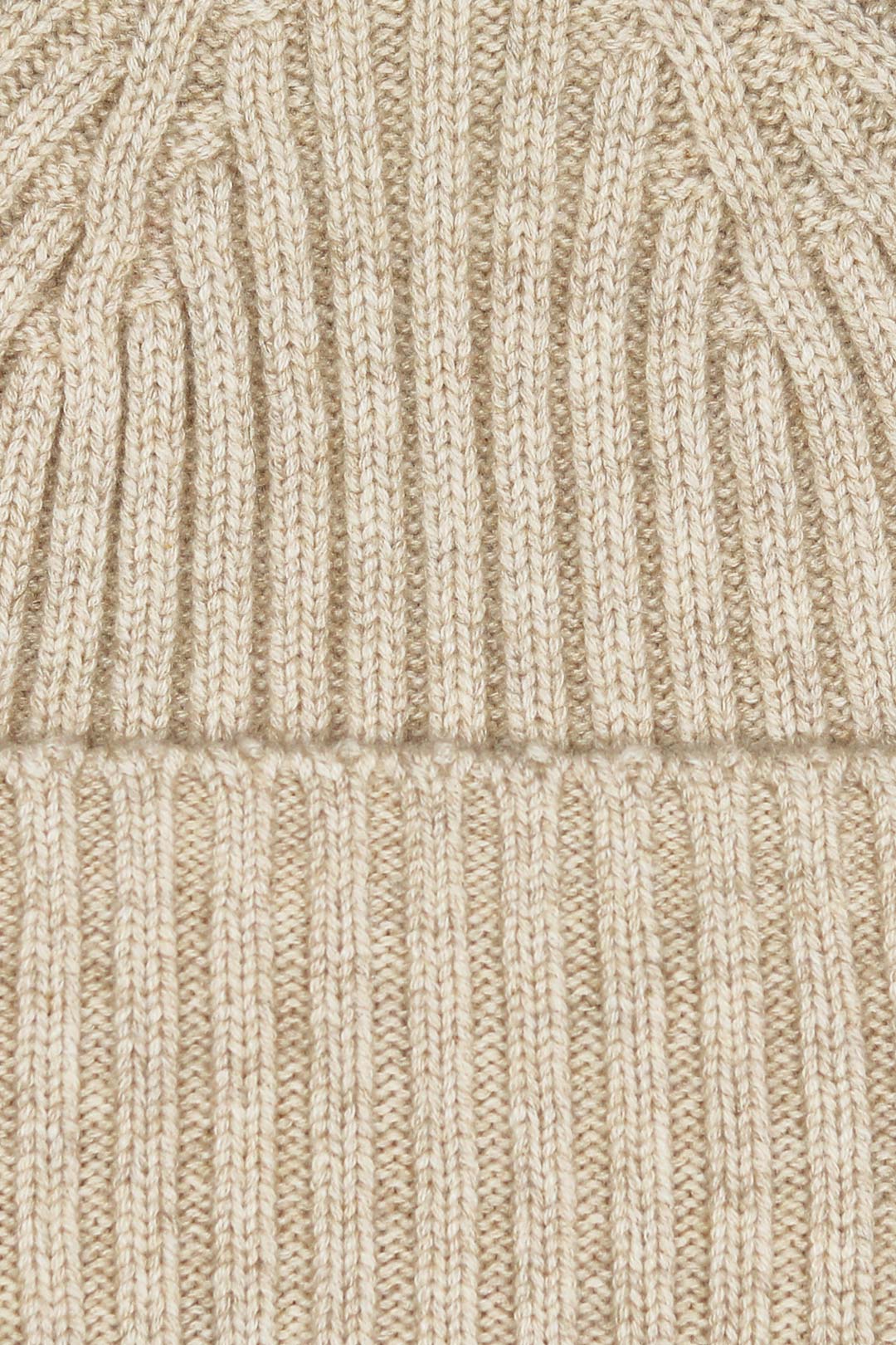 Beige Rib Knitted Heavy Cashmere Beanie