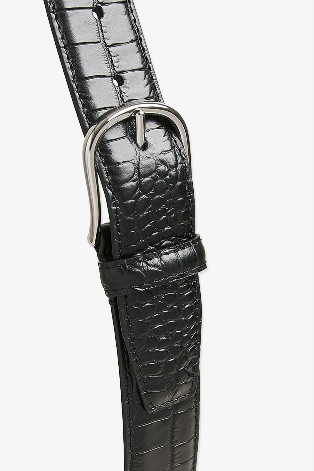 Black Embossed Leather Belt