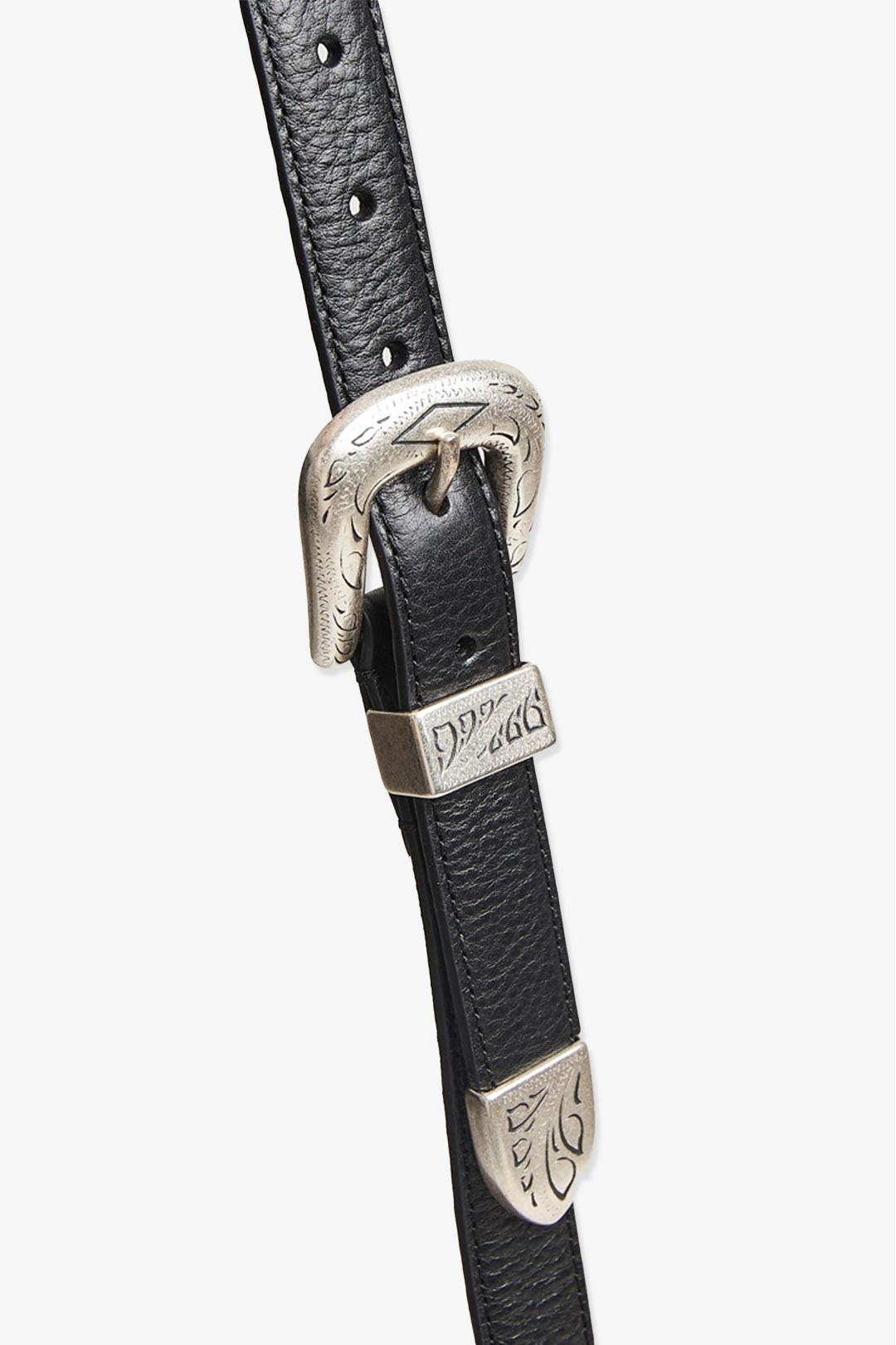 Black Grained Leather Western Belt