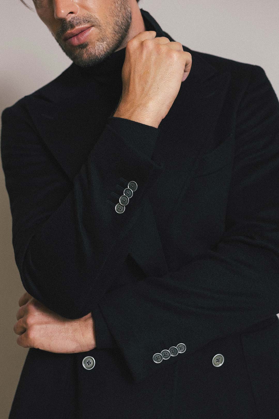 Black Pure Cashmere Double Breasted Blazer