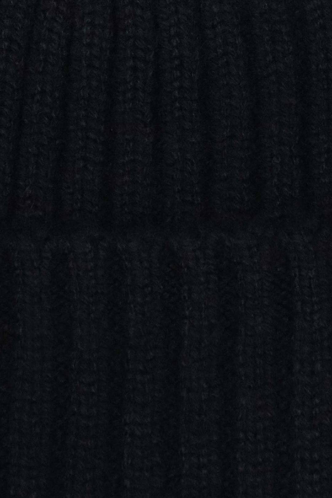 Black Rib Knitted Heavy Cashmere Beanie