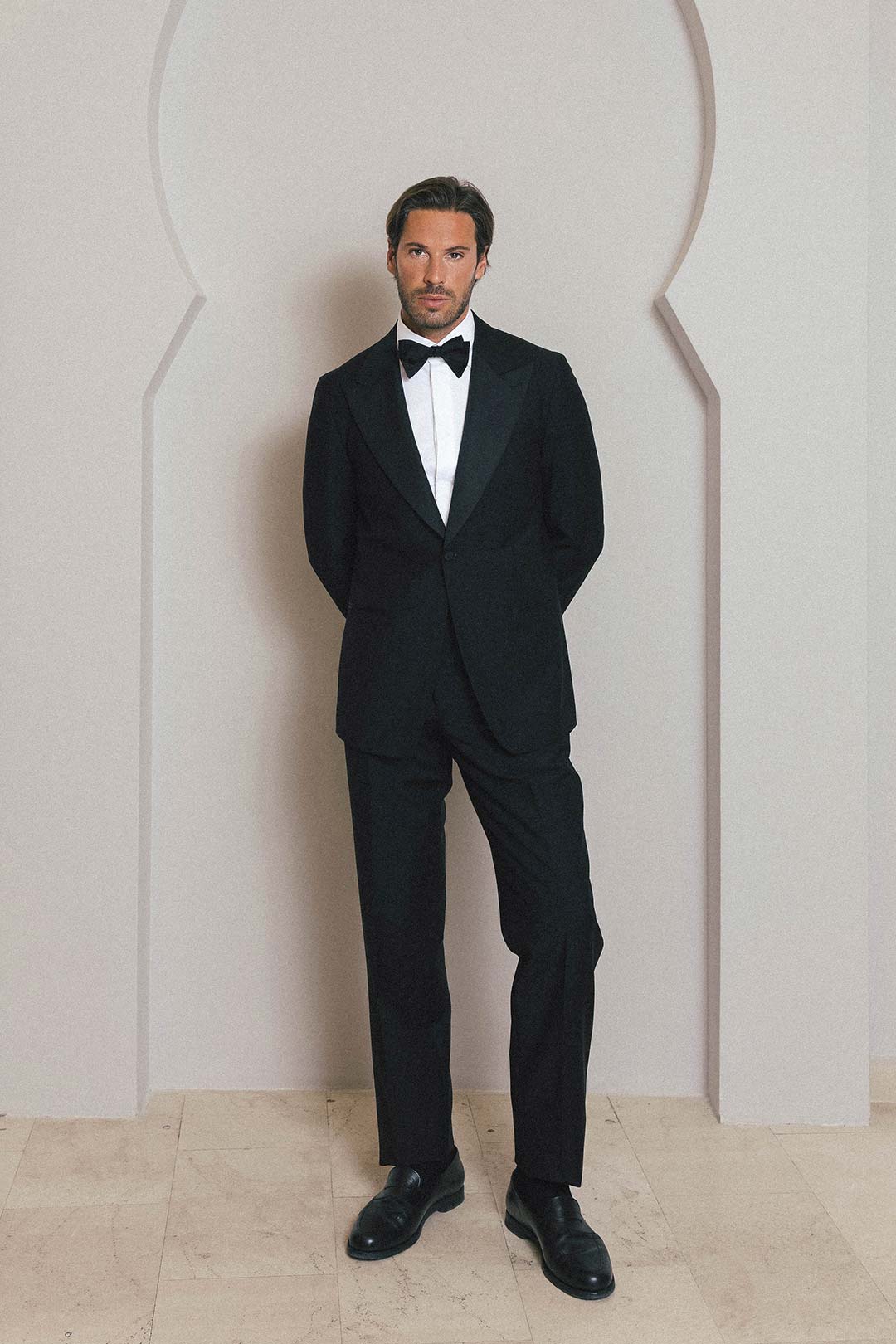 Black Tropical Wool Mohair Tuxedo Trouser