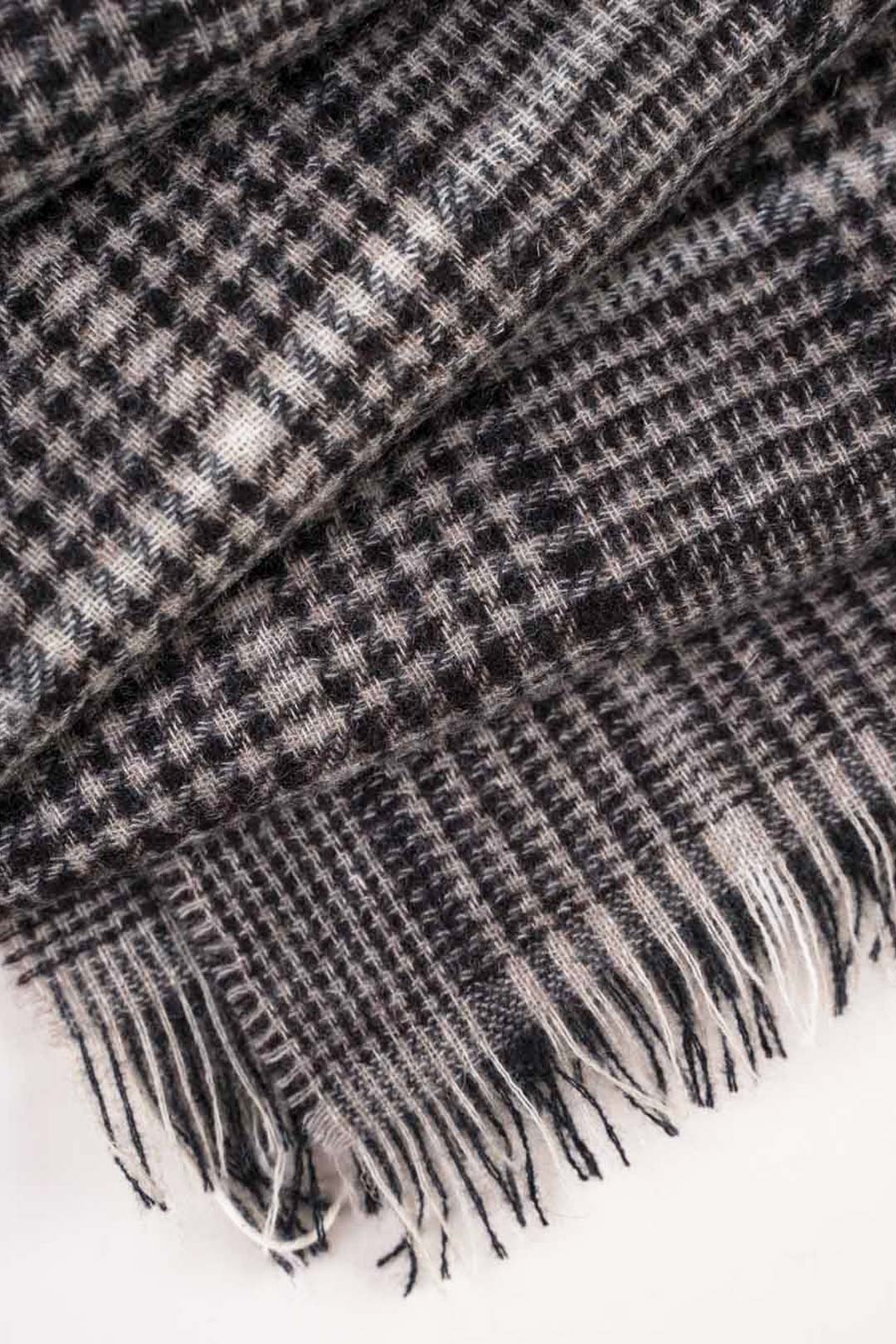 Brown Beige Glen Plaid Lightweight Cashmere Scarf