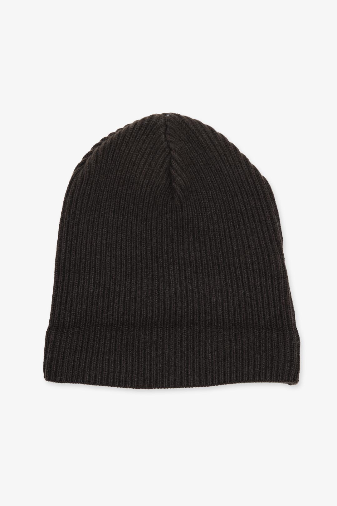 Brown Rib Knitted Pure Cashmere Beanie
