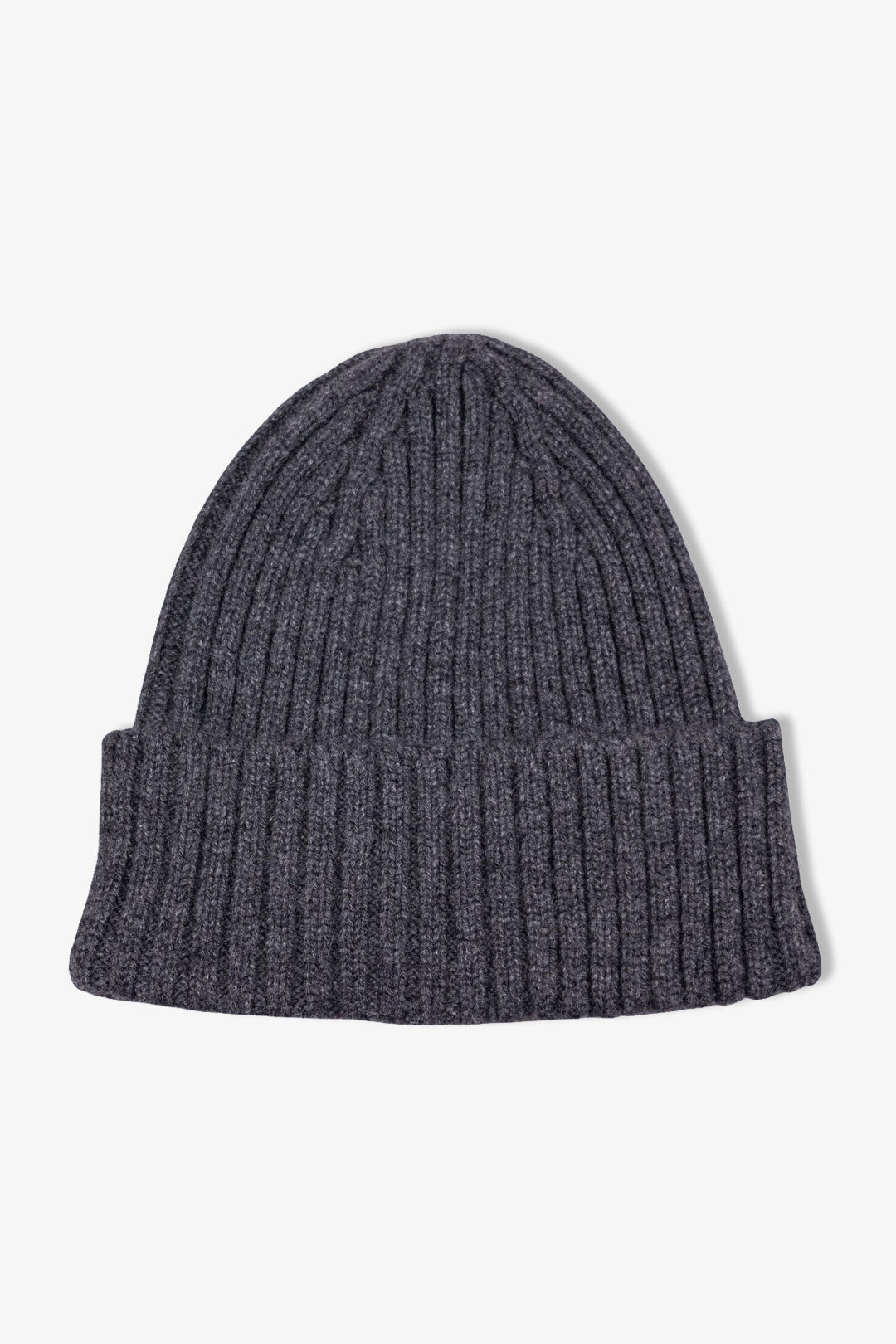 Charcoal Rib Knitted Heavy Cashmere Beanie