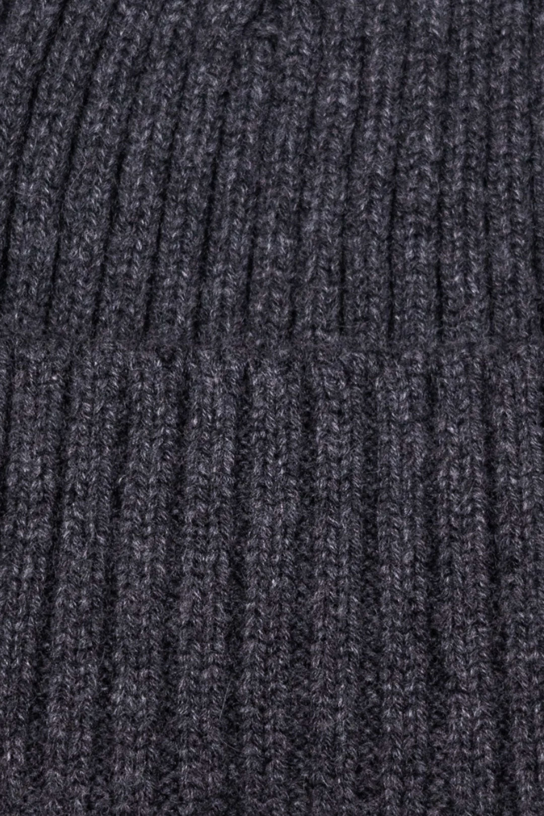 Charcoal Rib Knitted Heavy Cashmere Beanie