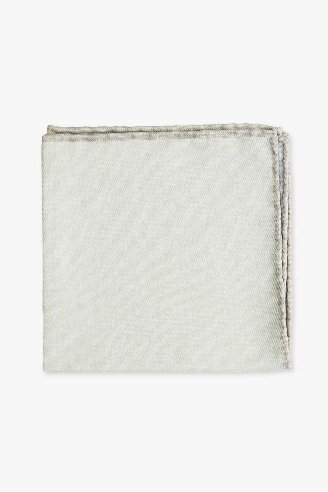 Cream Grey Blue Silk Cotton Pocket Square