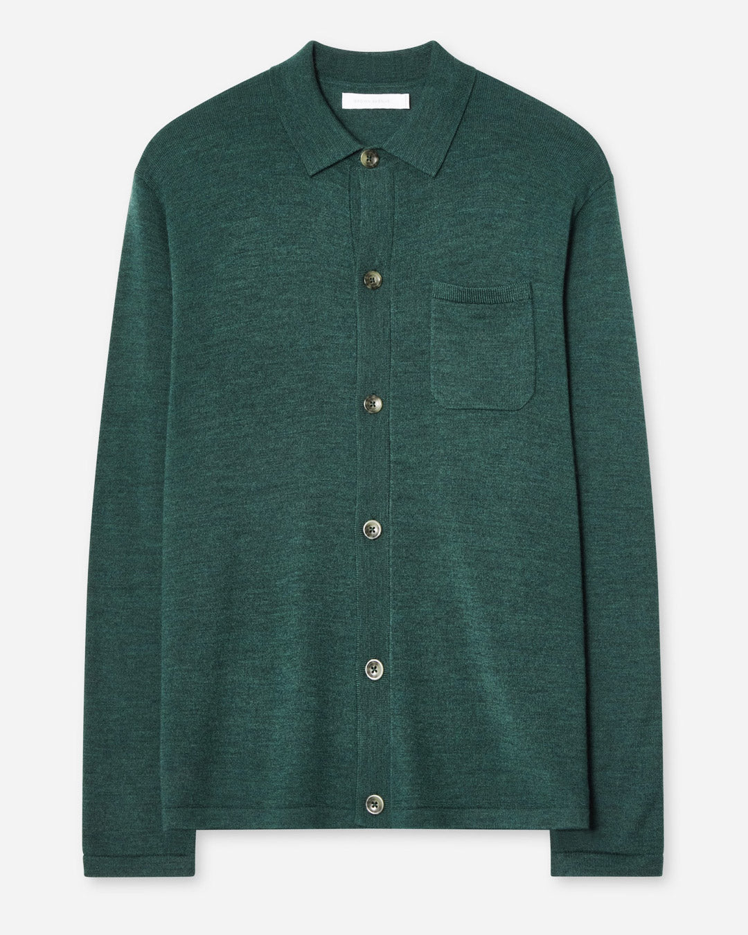 Green Merino Knitted Shirt Cardigan