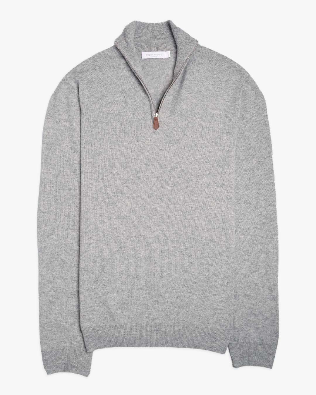 Grey Merino Cashmere Half Zip Sweater