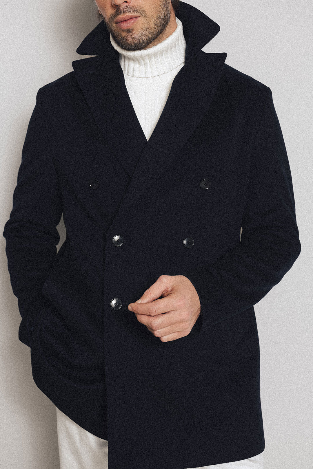 Navy Water‐repellent Wool Pea Coat