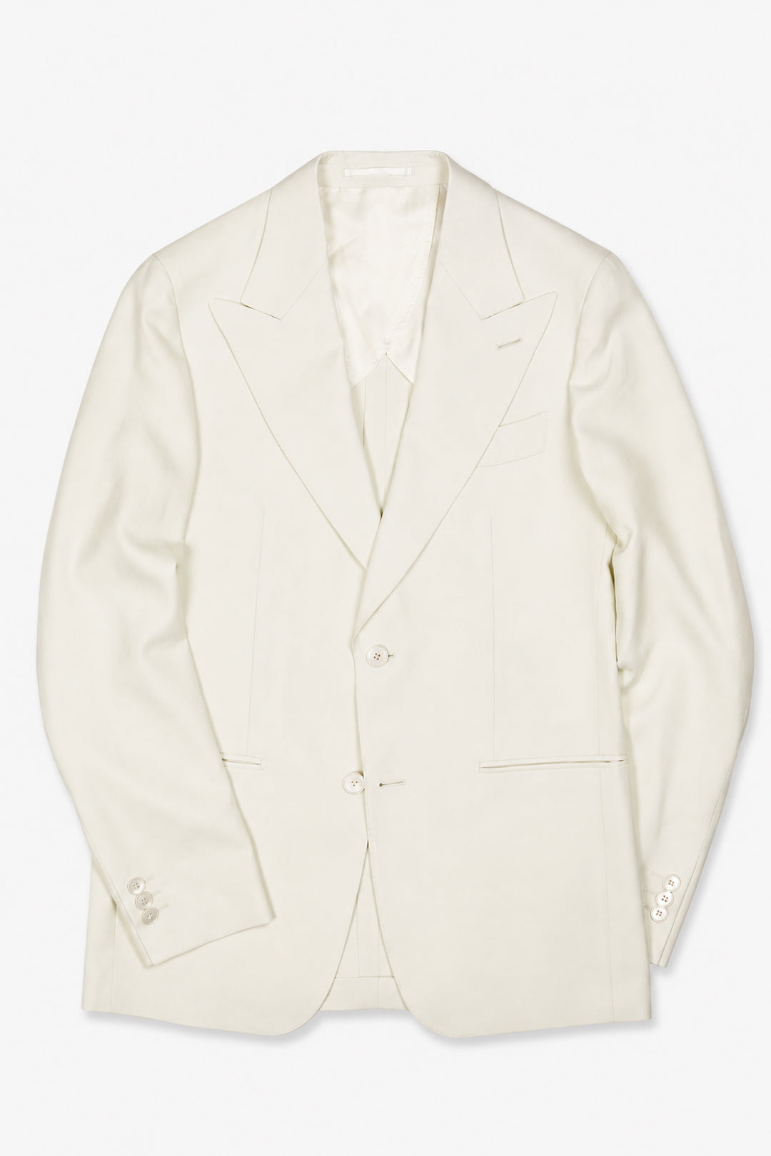 Ivory Wool Silk Linen Herringbone Dinner Jacket