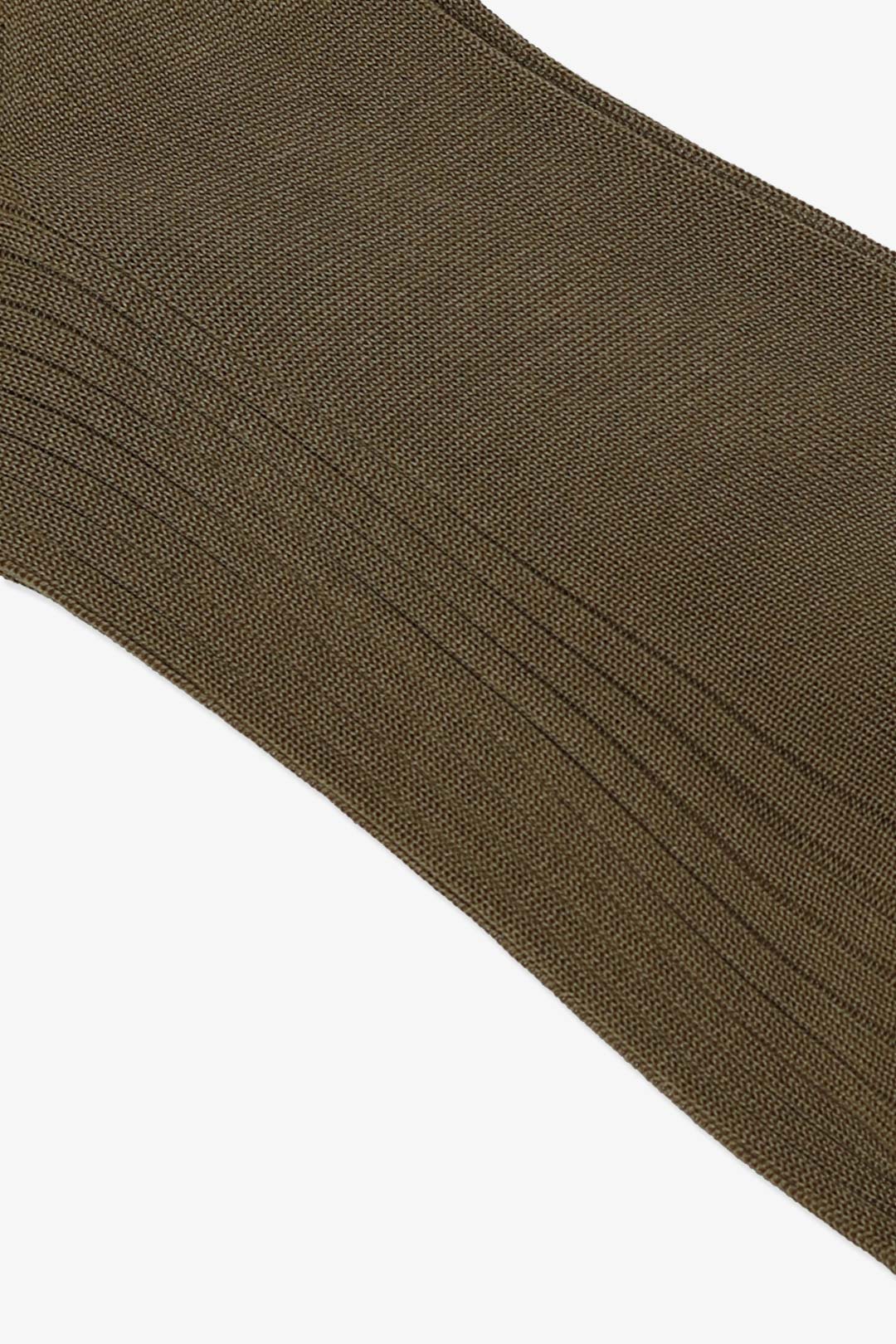 Light Brown Cotton Ankle Length Ribbed Socks