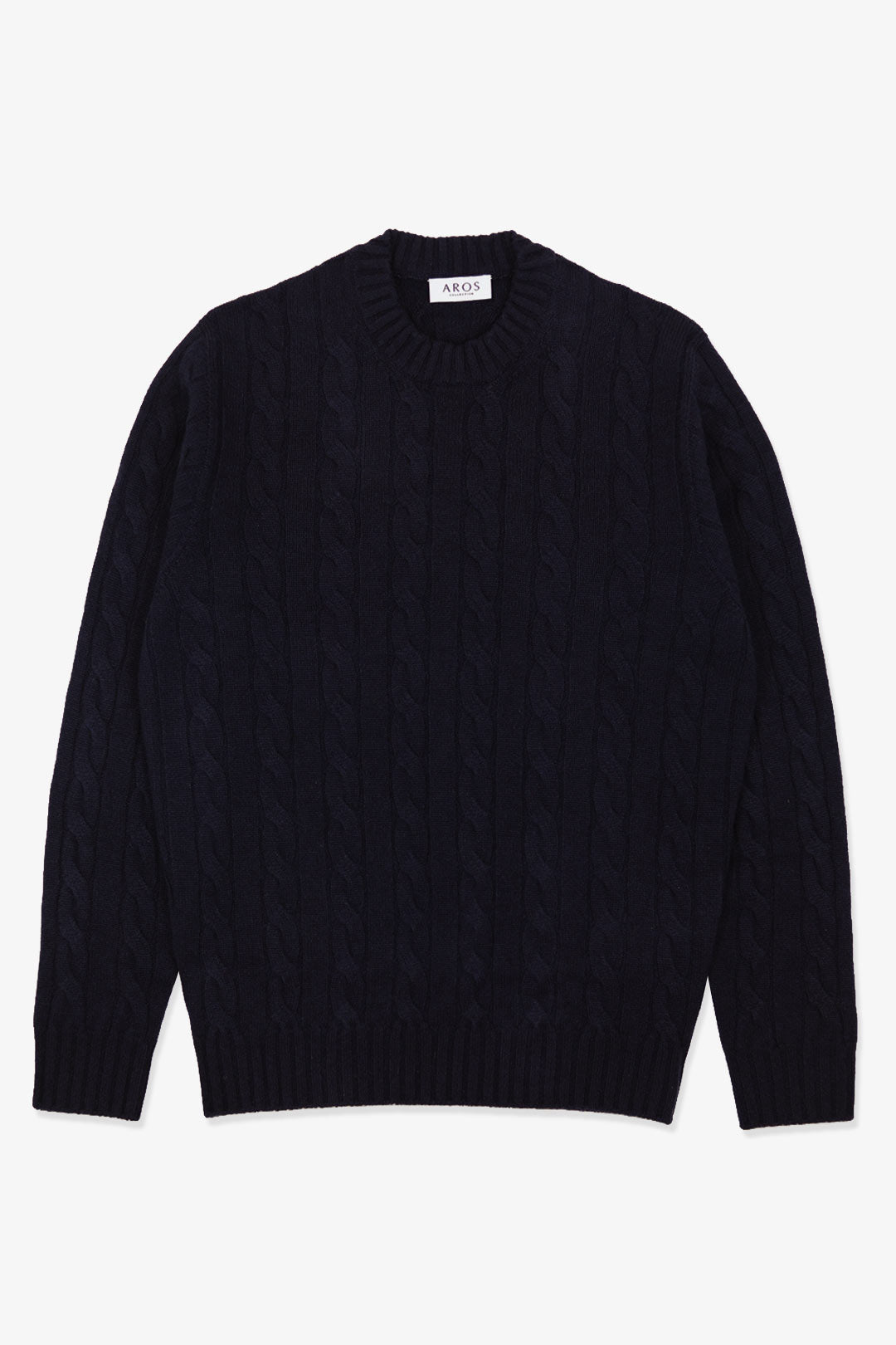Midnight Blue Pure Cashmere Cable Knit Sweater