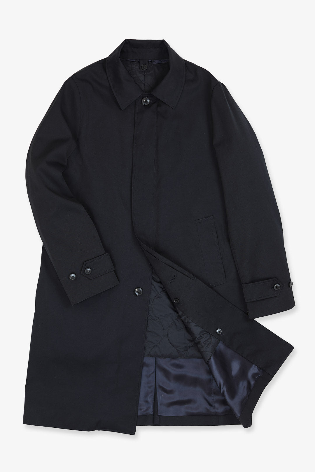 Midnight Blue Water‐repellent Cotton Rain Coat