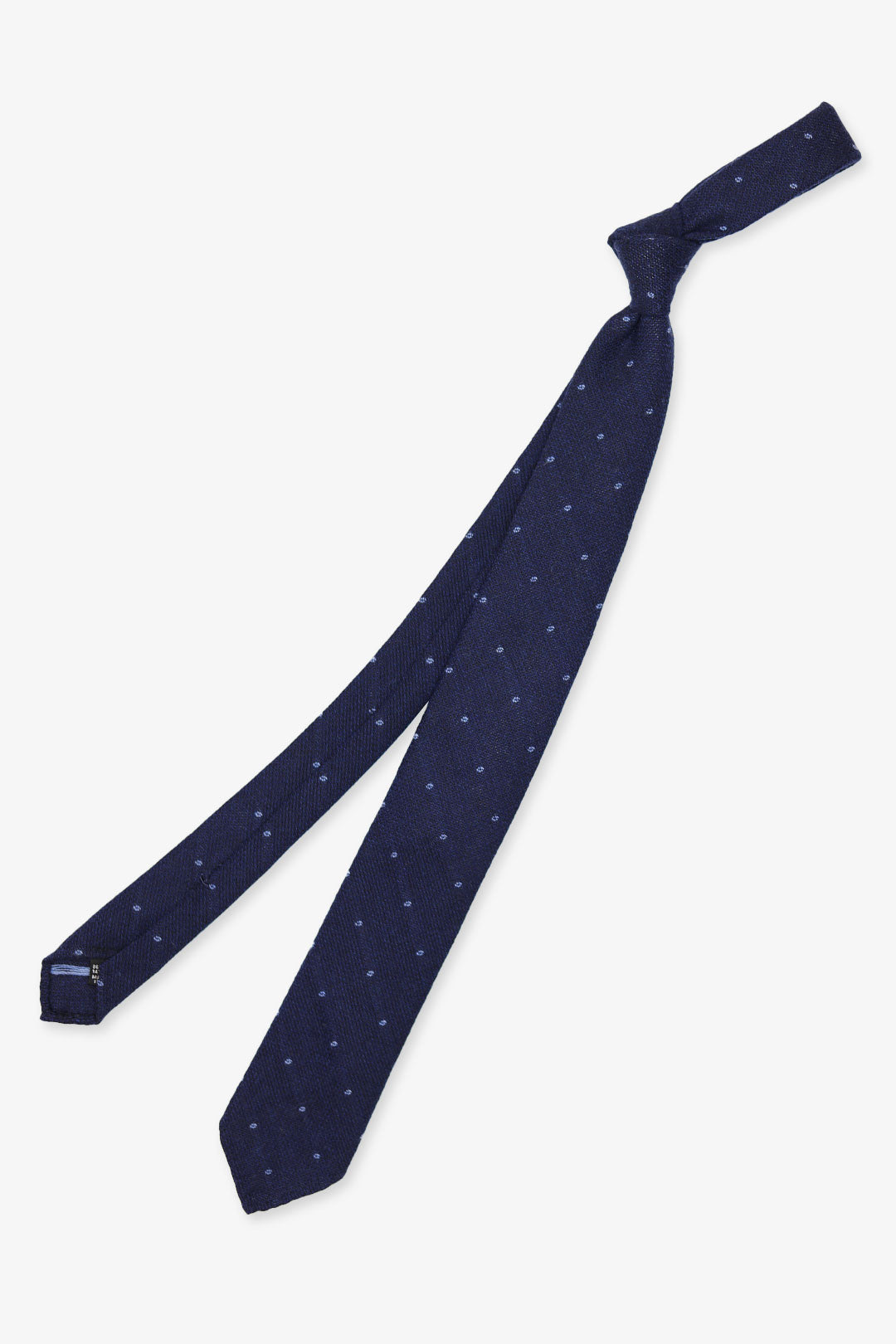 Navy Blue Polka Dot Wool Silk Tie