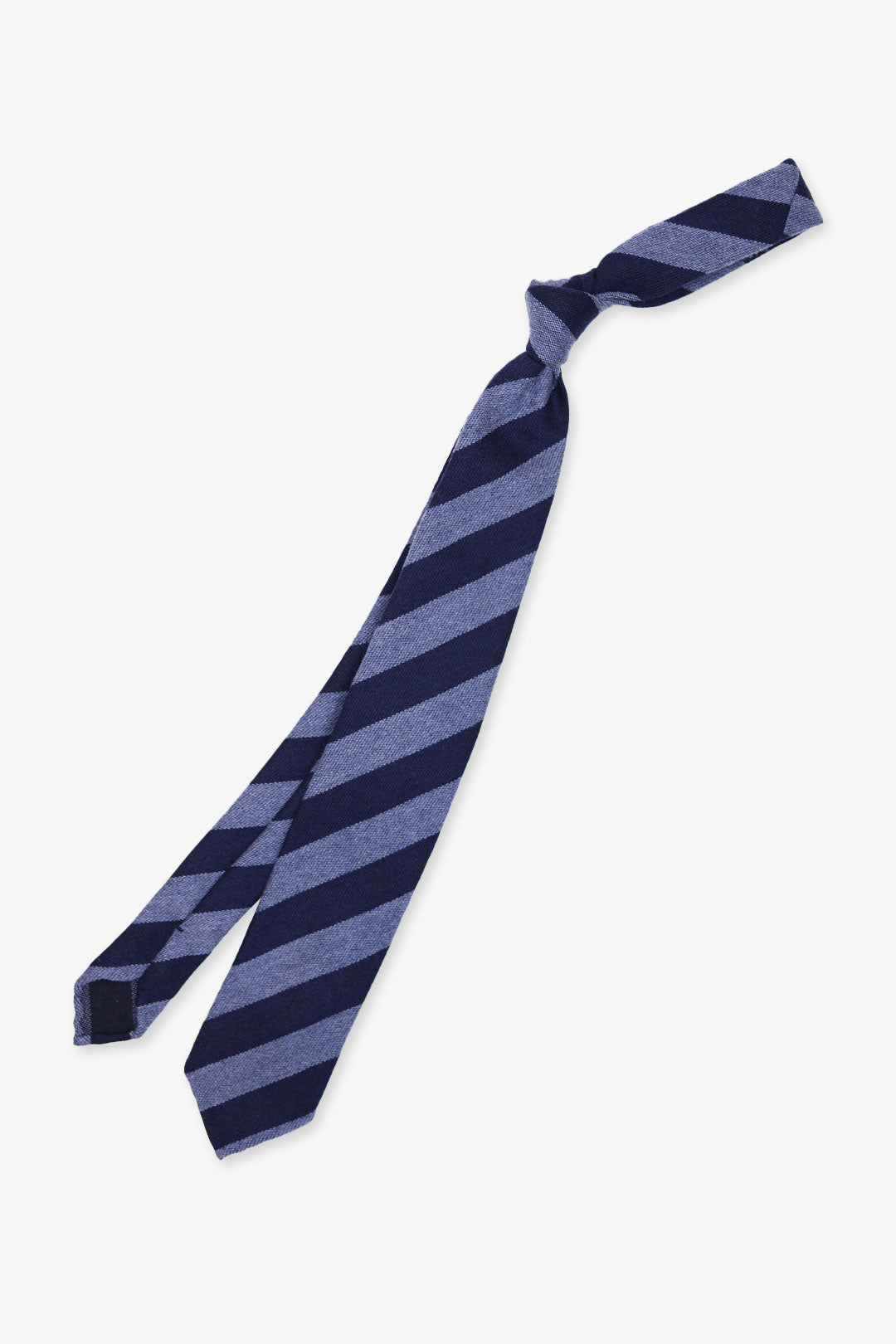 Navy Blue Stripe Cashmere Silk Tie