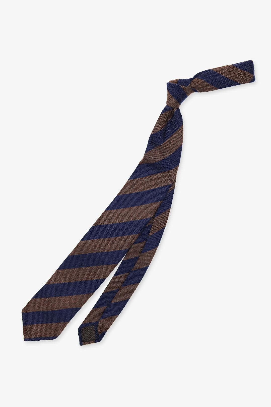Navy Brown Stripe Cashmere Silk Tie