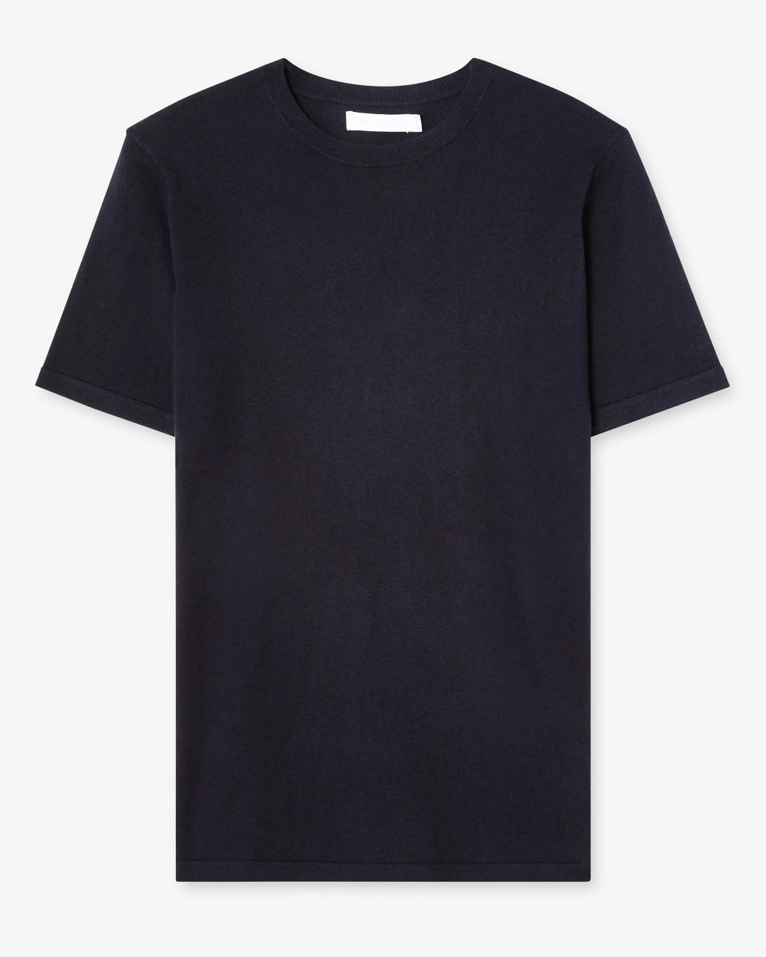 Navy Cotton Cashmere Knitted T-Shirt