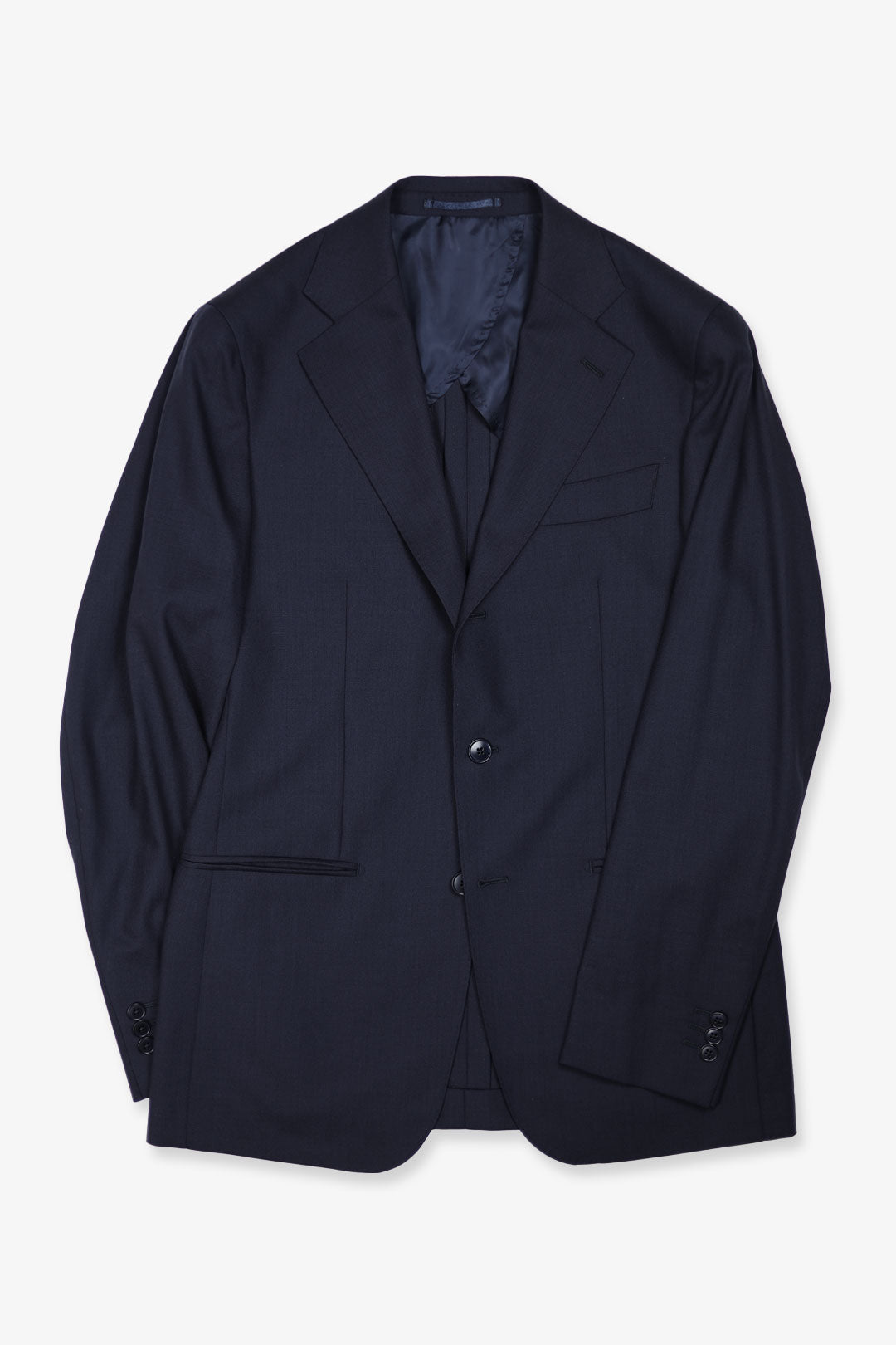 Navy Single Breasted Tropical Wool Suit Jacket
