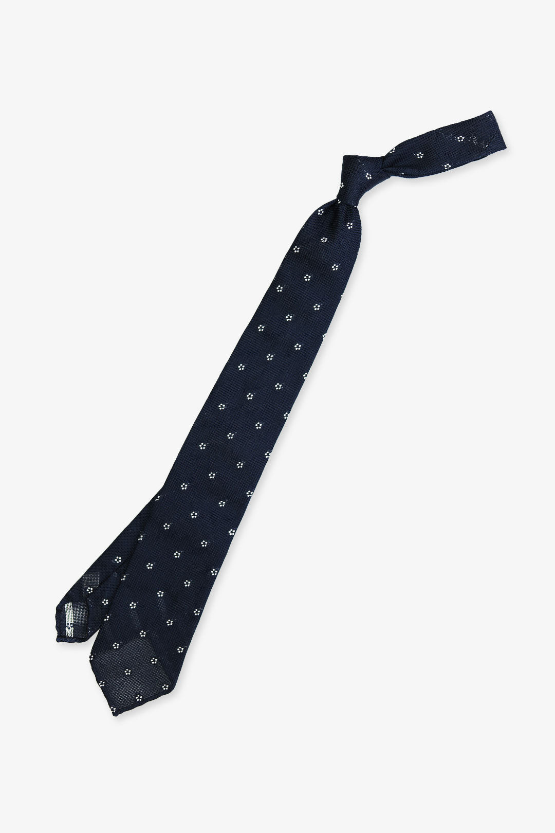 Navy White Flower Silk Grenadine Tie