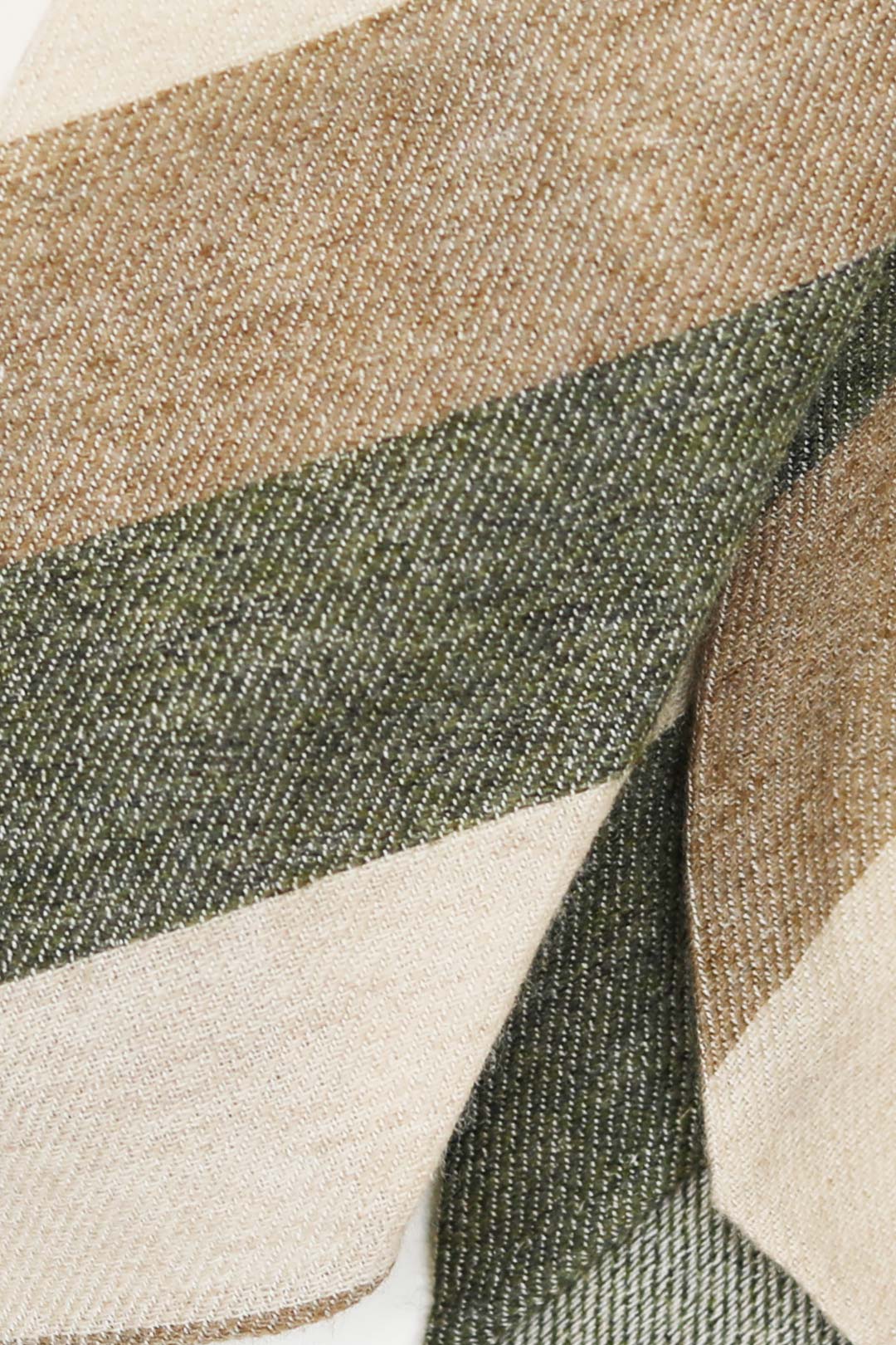 Olive Cappuccino Beige Block Stripe Cashmere Tie