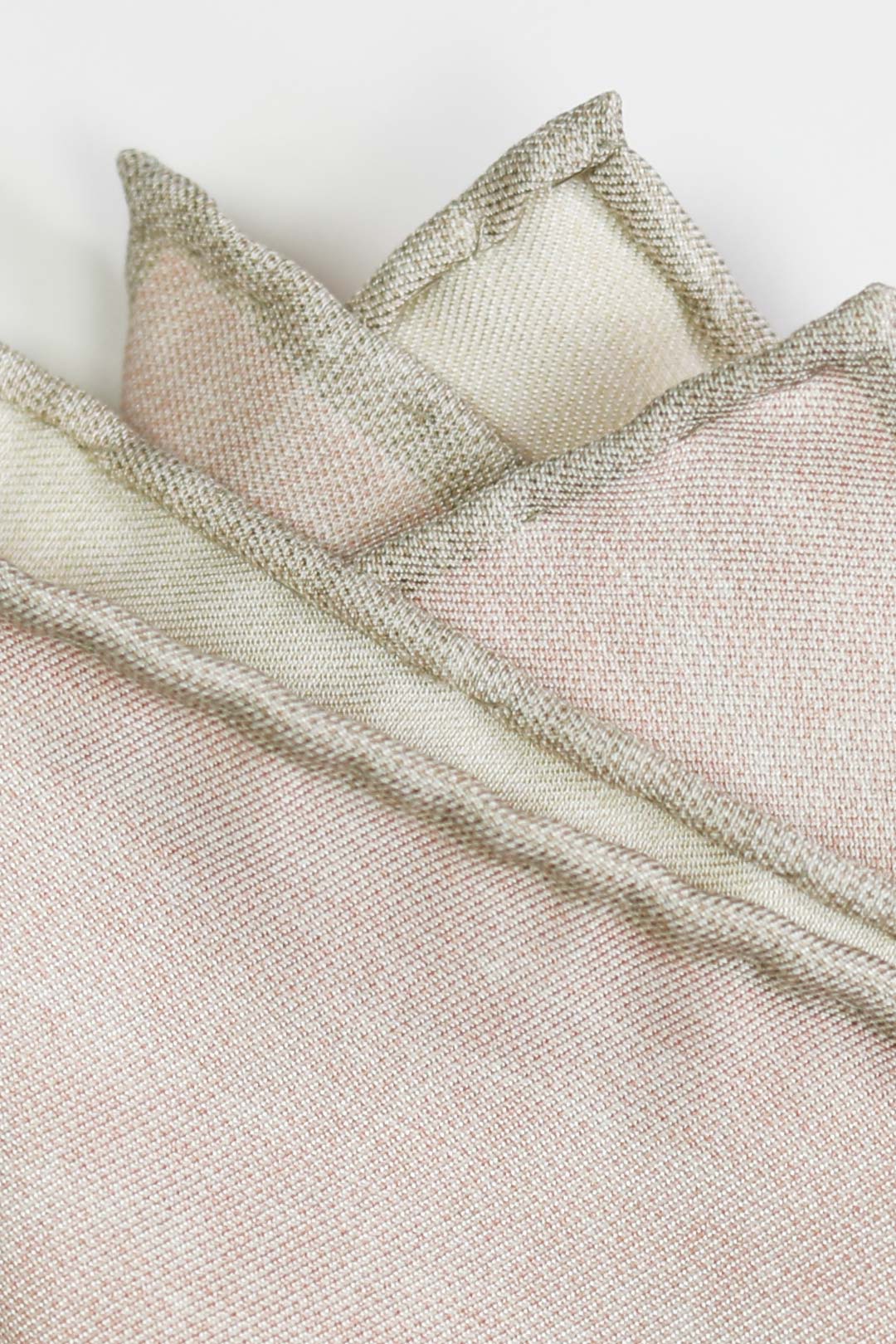 Pink Beige Peach Silk Cotton Pocket Square