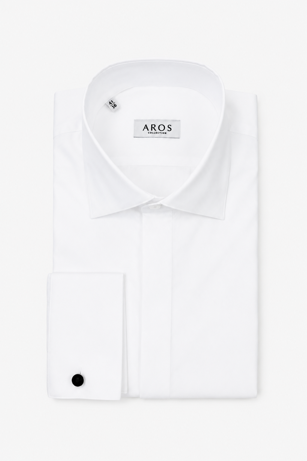 White Semi-cutaway Double Cuff Shirt