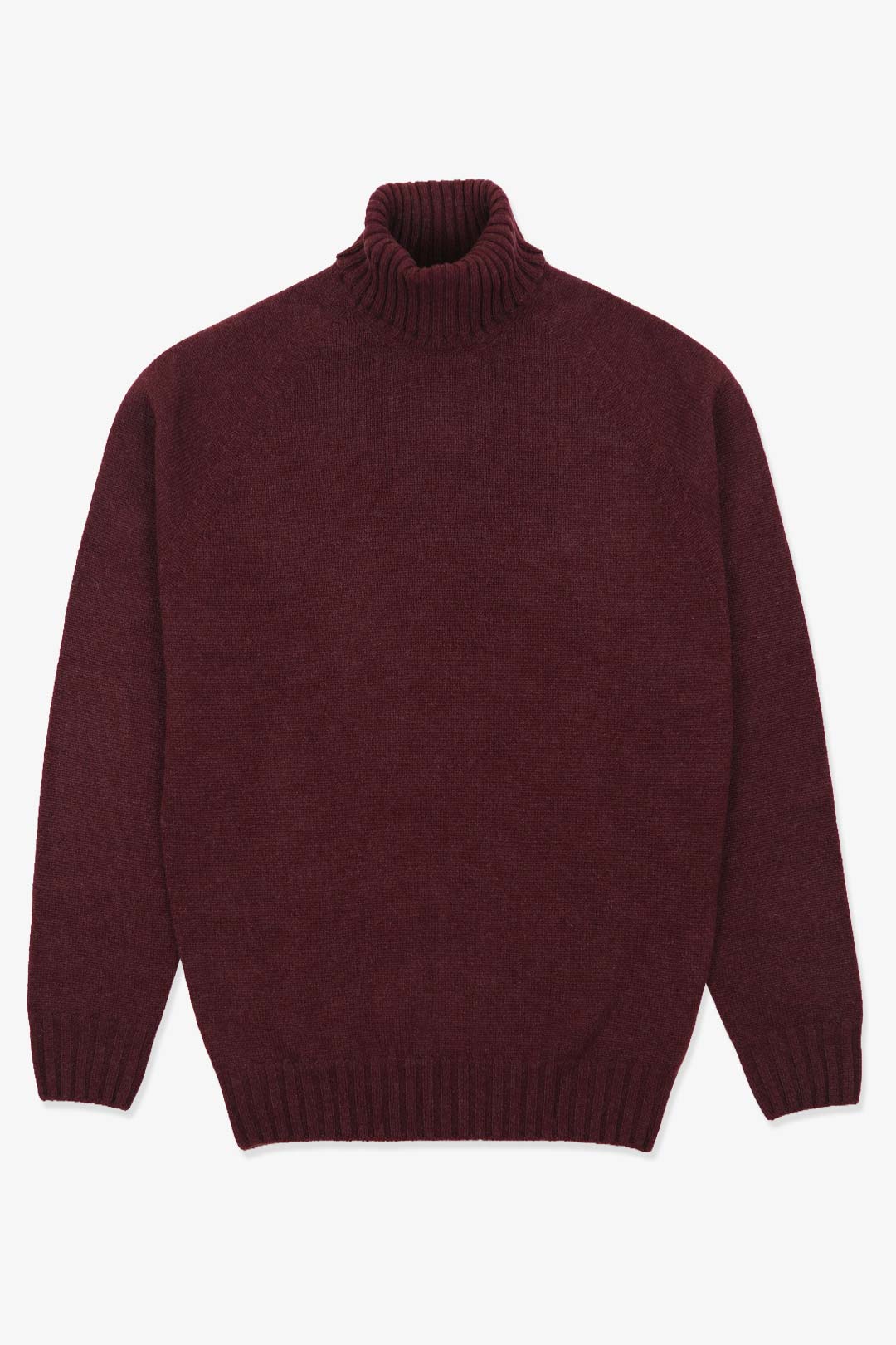 Wine Red Pure Cashmere Turtleneck Sweater